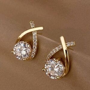 Elegant Gold and Silver Crystal Earrings